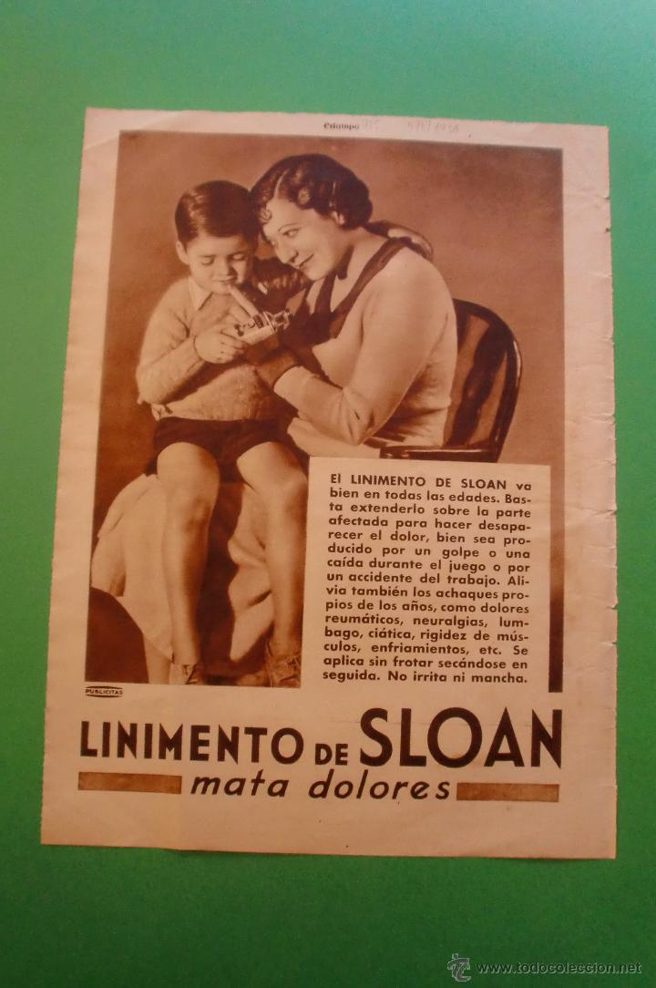 Coleccionismo: LINIMENTO DE SLOAN 7/3/1936 HOJA SUELTA