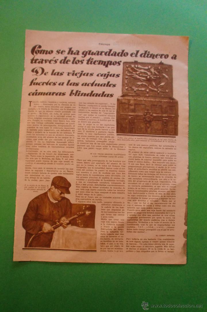 Coleccionismo: DE LAS CAJAS FUERTES A LAS CAMARAS BLINDADAS - CHOCOLATES ELGORRIAGA 11/2/1933 HOJA SUELTA