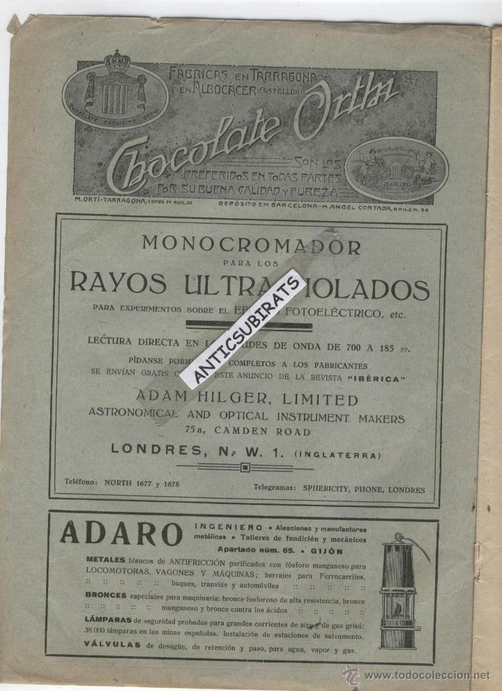 Coleccionismo: HOJA 1921 LAMPARAS DE SEGURIDAD ADARO CARBONES MINERALES DE PORTALRUBIO APARATOS FOTOGRAFICOS CUYAS