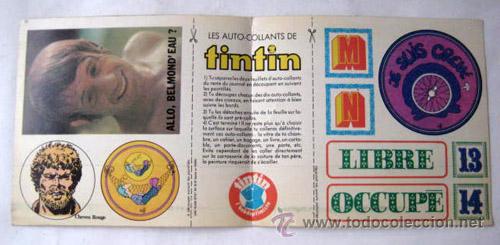 Coleccionismo: Les auto-collants de TINTIN,  PLANCHE d'AUTOCOLLANTS issue du magazine LE JOURNAL DE TINTIN (Sticker