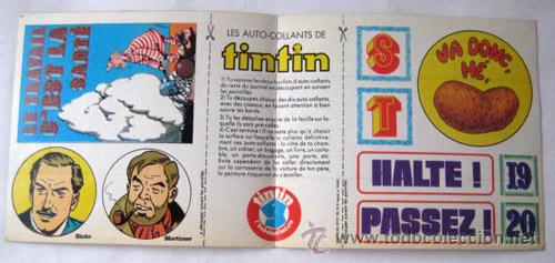 Coleccionismo: Les auto-collants de TINTIN, PLANCHE d'AUTOCOLLANTS issue du magazine LE JOURNAL DE TINTIN (Sticker