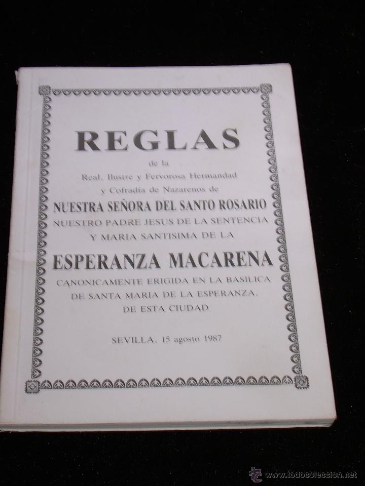 Coleccionismo: REGLAS DE LA HERMANDAD DE LA MACARENA DEL A&Ntilde;O 1987