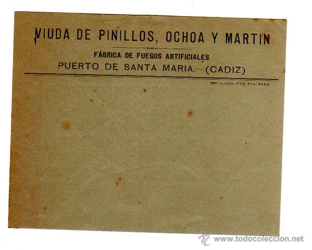 Colecionismo: SOBRE CON MEMBRETE DE VIUDA DE PINILLOS, OCHOA Y MARTIN. PUERTO DE SANTA MAR&Iacute;A.