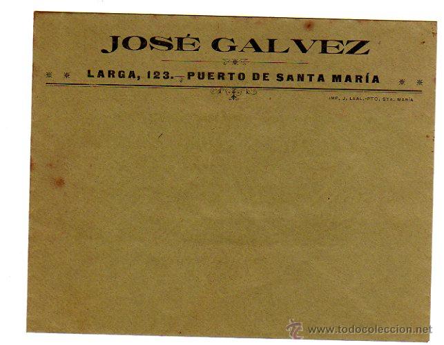 Coleccionismo: SOBRE CON MEMBRETE DE JOS&Eacute; GALVEZ. PUERTO DE SANTA MAR&Iacute;A.