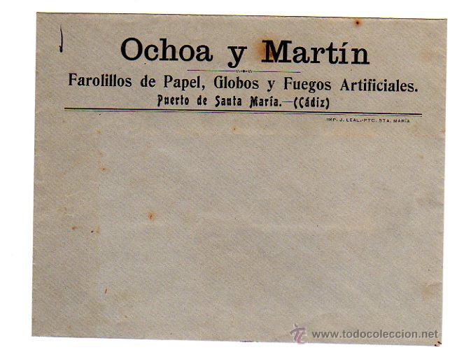 Coleccionismo: SOBRE CON MEMBRETE DE OCHOA Y MART&Iacute;N. PUERTO DE SANTA MAR&Iacute;A.