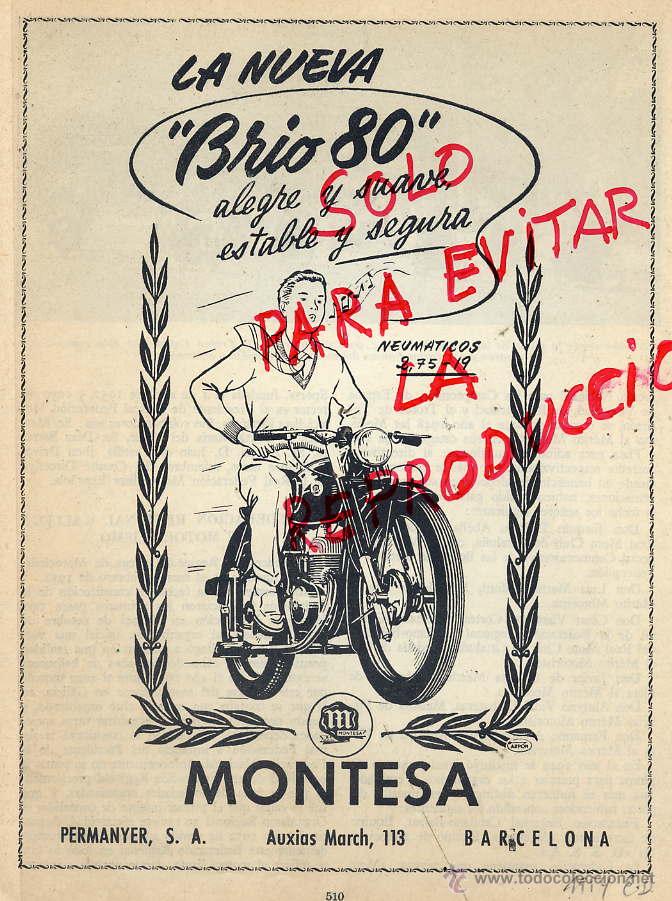 Coleccionismo: MOTOS 1954 MONTESA BRIO 80 HOJA LIBRO