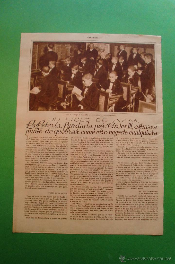 Colecionismo: UN SIGLO DE GORDOS DE NAVIDAD 1830 1930 - HOJA SUELTA ESTAMPA 20/12/1930
