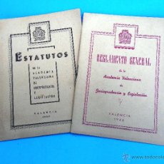Coleccionismo: ACADEMIA VALENCIANA JURISPRUDENCIA ESTATUTOS Y REGLAMENTO 1944-46#PV