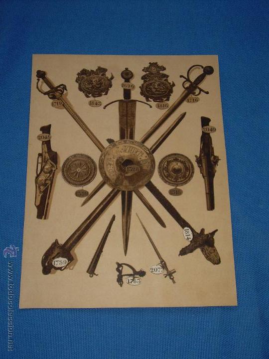 Coleccionismo: LAMINA DE 16X21 CM ARMAS - PISTOLAS ESPADAS Y ESCUDOS ANTIGUOS