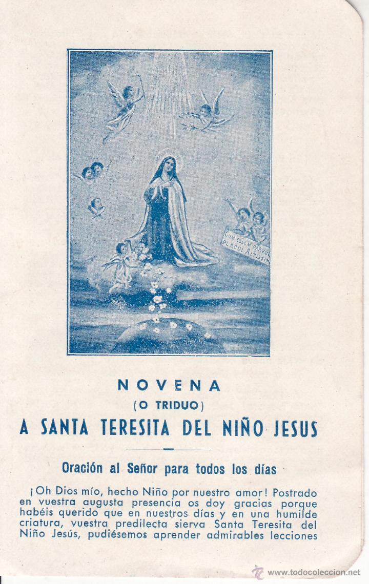 Coleccionismo: ANTIGUA ESTAMPA DIPTICO NOVENA A SANTA TERESITA DEL NI&Ntilde;O JESUS