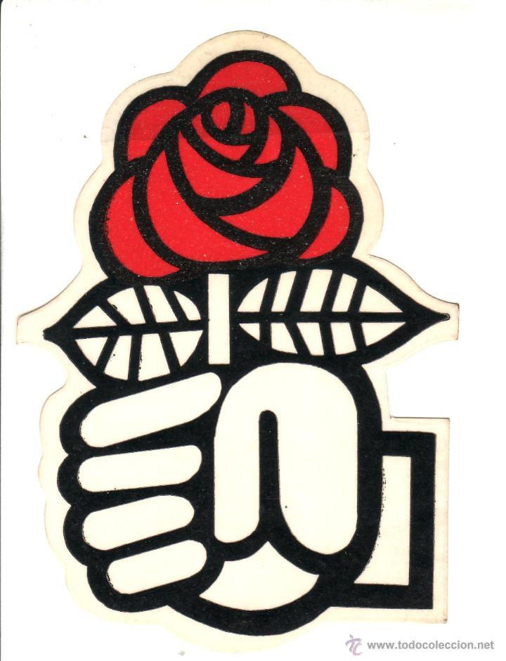 Coleccionismo: PEGATINA PARTIDO SOCIALISTA OBRERO ESPA&Ntilde;OL PSOE - PU&Ntilde;O CON LA ROSA - FALTA UN TROZO DE DETRAS