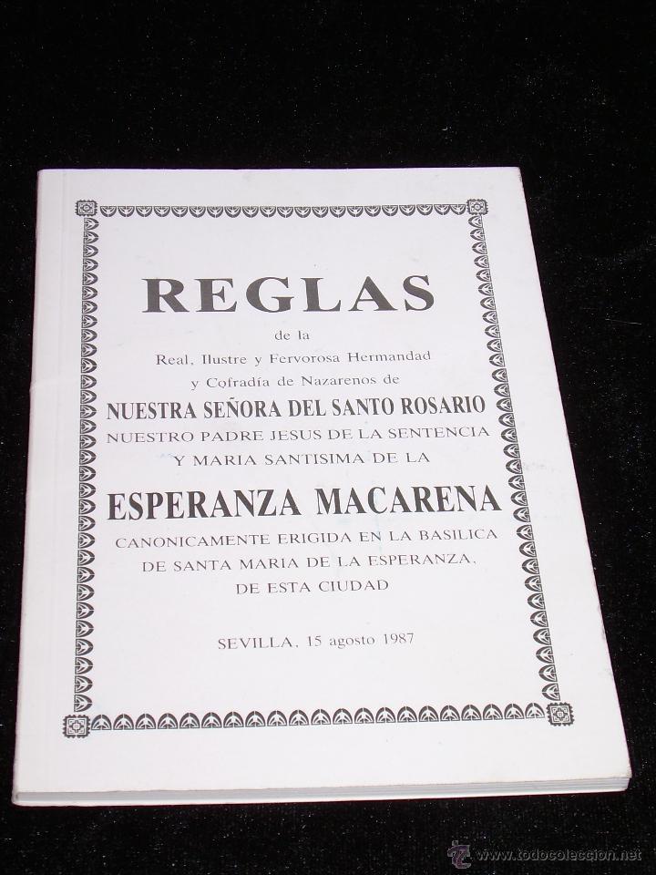 Coleccionismo: REGLAS DE LA HERMANDAD DE LA MACARENA DE 1987