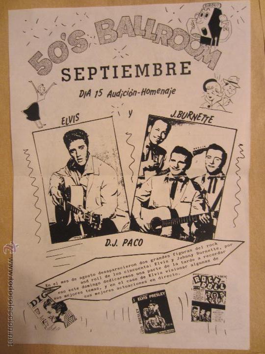 Coleccionismo: FLYER ROCKABILLY 50'S BALLROOM SIROCO A&Ntilde;OS 90 ELVIS PRESLEY JOHNNY BURNETTE