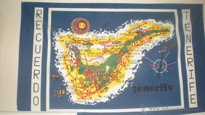 Coleccionismo: MAPA EN TELA DE TENERIFE .RECUERDO DE LA ISLA . - Foto 1