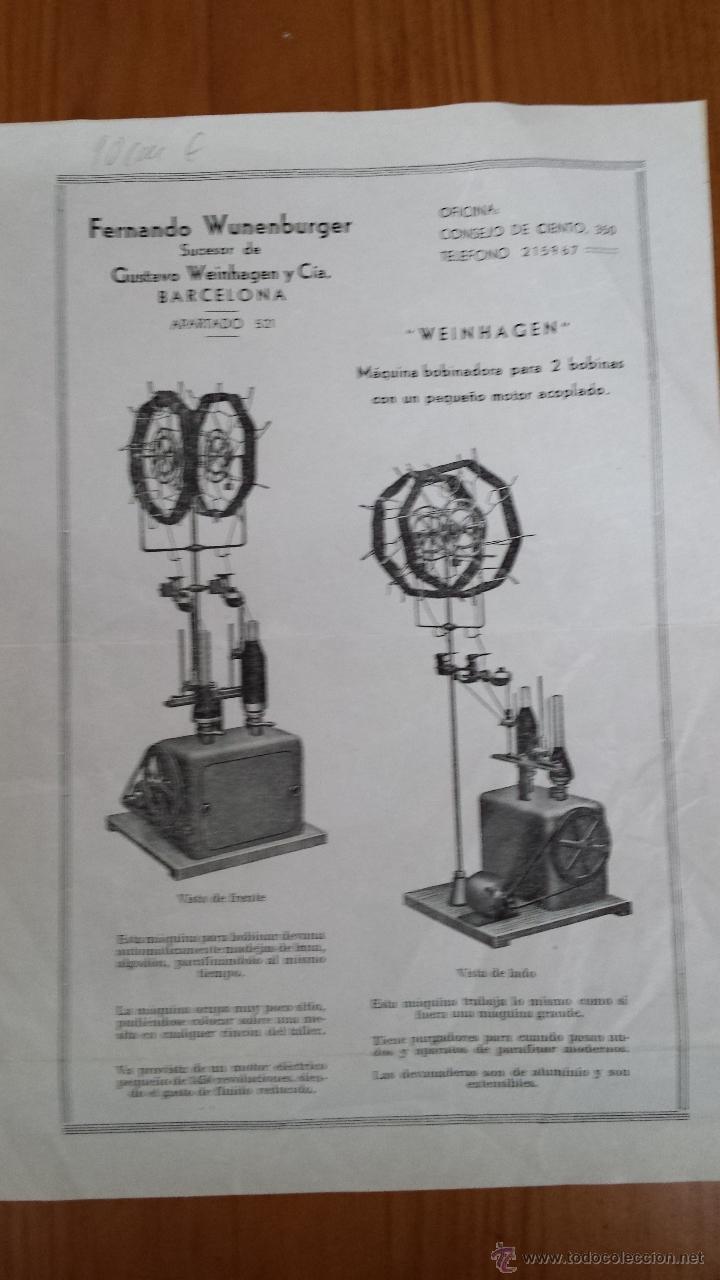Sammelleidenschaft Papier: MAQUINA BOBINADORA WUNENBURGER WEINHAGEN BARCELONA