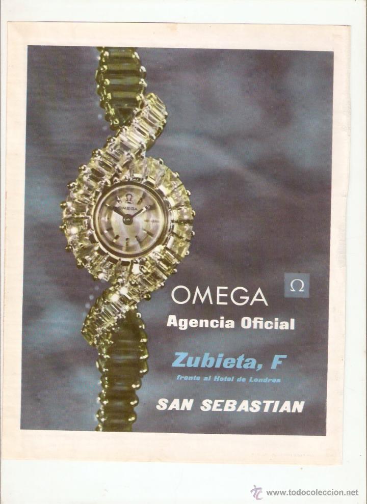 Coleccionismo: A&Ntilde;O 1959 RECORTE PRENSA PUBLICIDAD RELOJ OMEGA AGENCIA OFICIAL ZUBIETA SAN SEBASTIAN