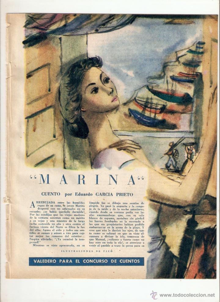 Coleccionismo: A&Ntilde;O 1959 RECORTE PRENSA RELATO CUENTO MARINA EDUARDO GARCIA PRIETO ILUSTRACIONES PICO DIBUJO