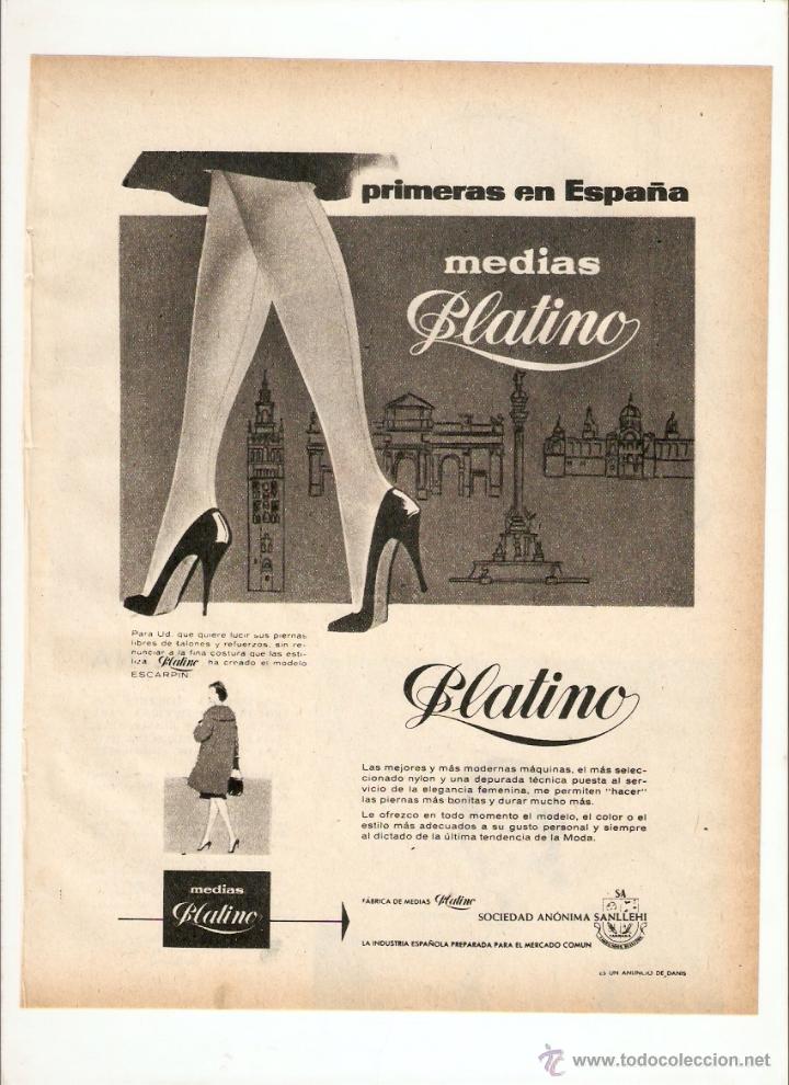Colecionismo: A&Ntilde;O 1959 RECORTE PRENSA PUBLICIDAD MEDIAS PLATINO SOCIEDAD ANONIMA SANLLEHI