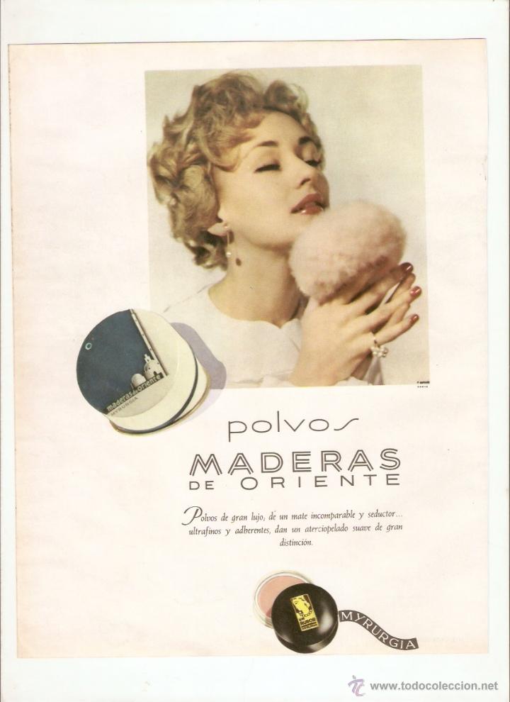 Coleccionismo: A&Ntilde;O 1959 RECORTE PRENSA PUBLICIDAD POLVOS MADERAS DE ORIENTE MYRURGIA COSMETICA PERFUMERIA