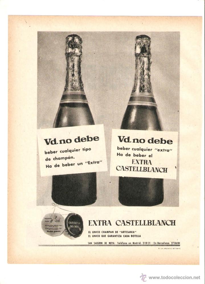 Coleccionismo: A&Ntilde;O 1959 RECORTE PRENSA PUBLICIDAD BEBIDAS CHAMPAN CAVA CASTELLBLANCH