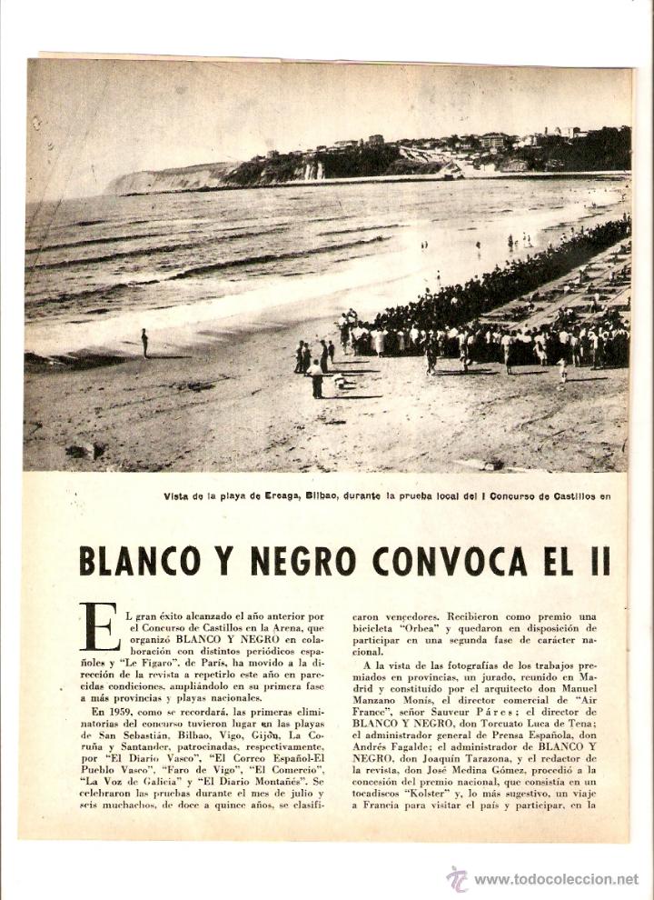 Collectionnisme: A&Ntilde;O 1960 RECORTE PRENSA PLAYA EREAGA BILBAO CONCURSO CASTILLOS EN LA ARENA