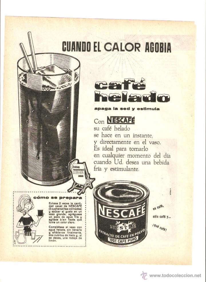 Sammelleidenschaft Papier: A&Ntilde;O 1960 RECORTE PRENSA PUBLICIDAD BEBIDAS NESCAFE CAFE HELADO