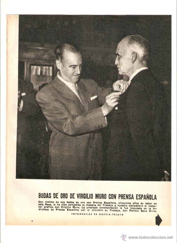Coleccionismo: A&Ntilde;O 1960 RECORTE PRENSA BODAS DE ORO VIRGILIO MURO CON PRENSA ESPA&Ntilde;OLA MEDALLA DEL TRABAJO