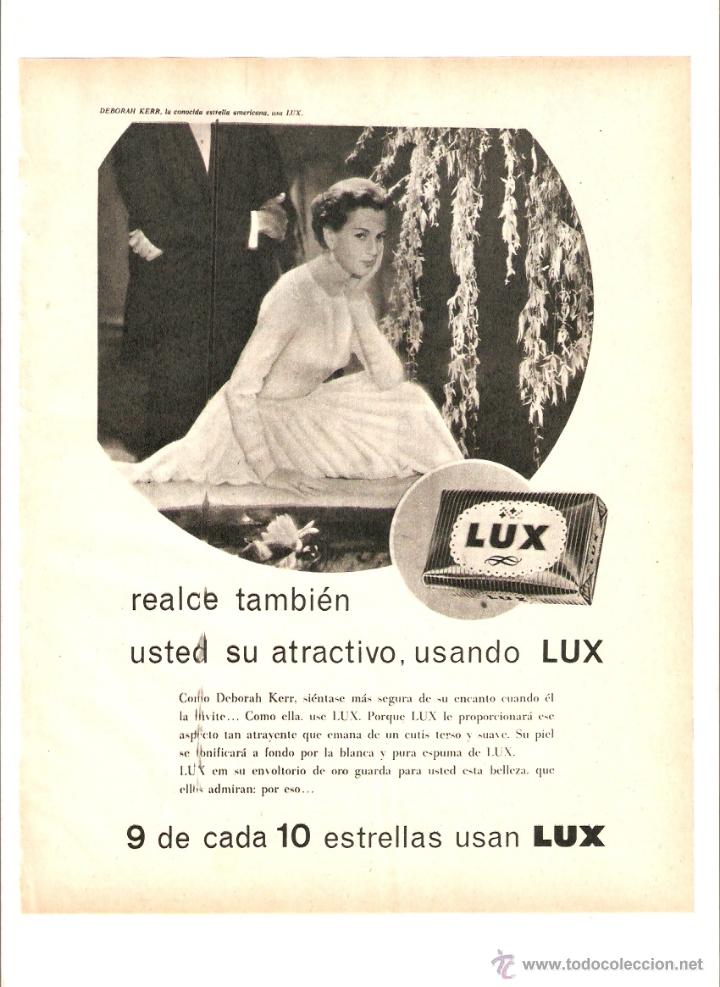 Collectionnisme: A&Ntilde;O 1960 RECORTE PRENSA PUBLICIDAD DEBORAH KERR PASTILLA DE JABON LUX