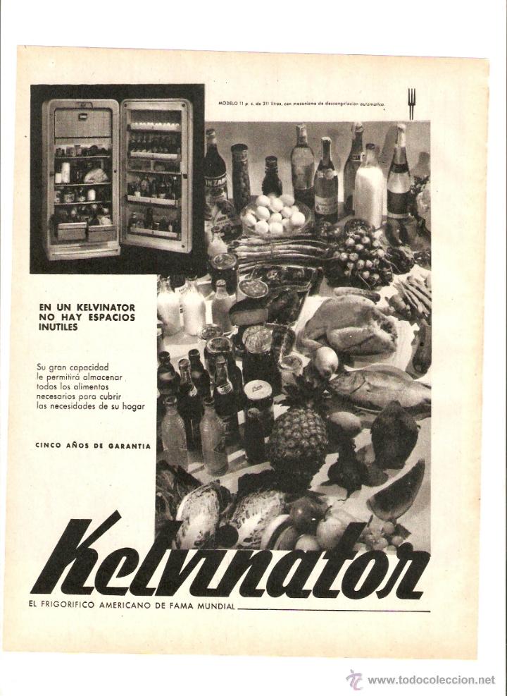 Coleccionismo: A&Ntilde;O 1960 RECORTE PRENSA PUBLICIDAD NEVERA FRIGORIFICO KELVINATOR ELECTRODOMESTICOS