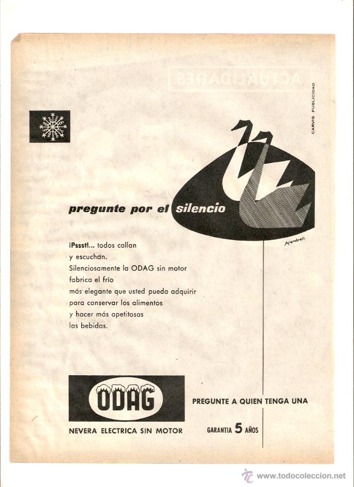 Coleccionismo: A&Ntilde;O 1959 RECORTE PRENSA PUBLICIDAD NEVERA ELECTRICA SIN MOTOR ODAG ELECTRODOMESTICOS