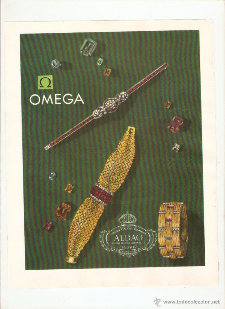 Coleccionismo: A&Ntilde;O 1960 RECORTE PRENSA PUBLICIDAD RELOJ OMEGA JOYERIA PLATERIA RELOJERIA ALDAO MADRID