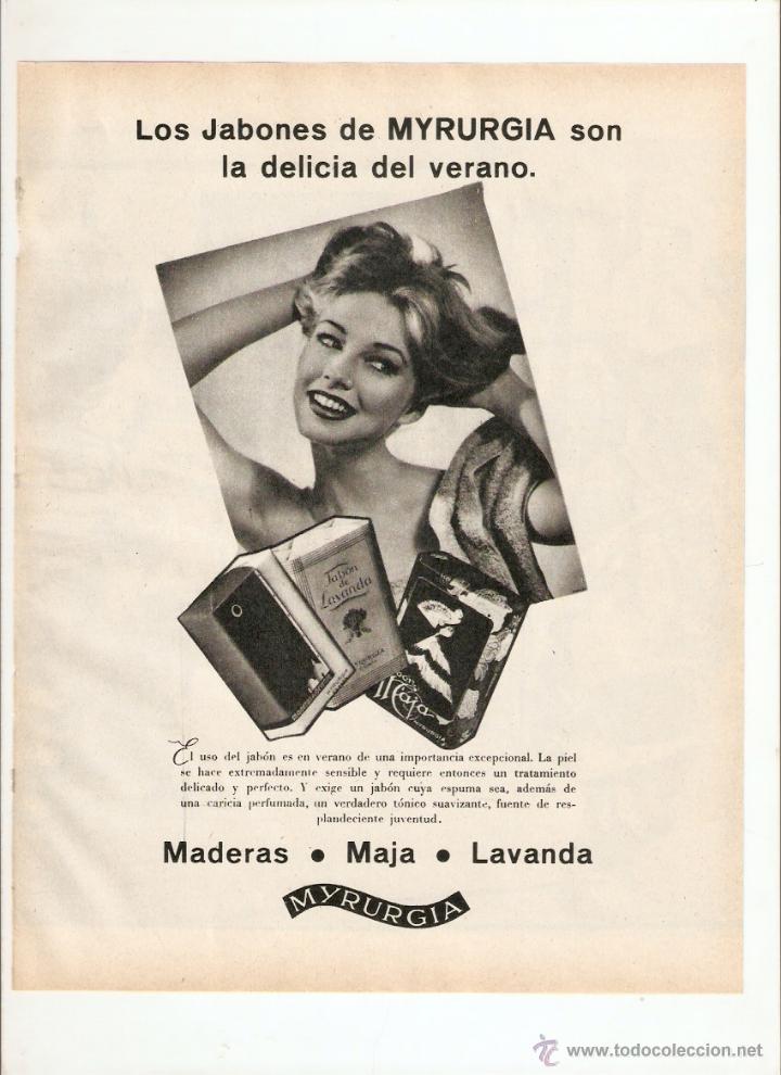 Coleccionismo: A&Ntilde;O 1960 RECORTE PRENSA PUBLICIDAD JABON JABONES DE MYRURGIA MADERAS MAJA LAVANDA