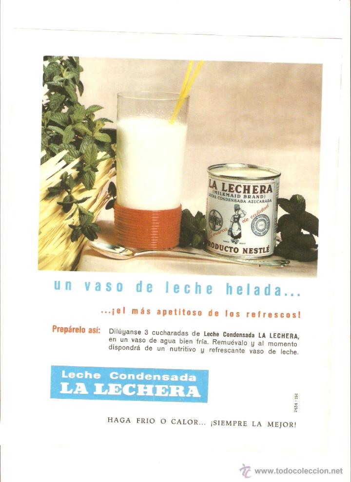 Coleccionismo: A&Ntilde;O 1960 RECORTE PRENSA PUBLICIDAD LECHE CONDENSADA LA LECHERA VASO DE LECHE HELADA REFRESCOS