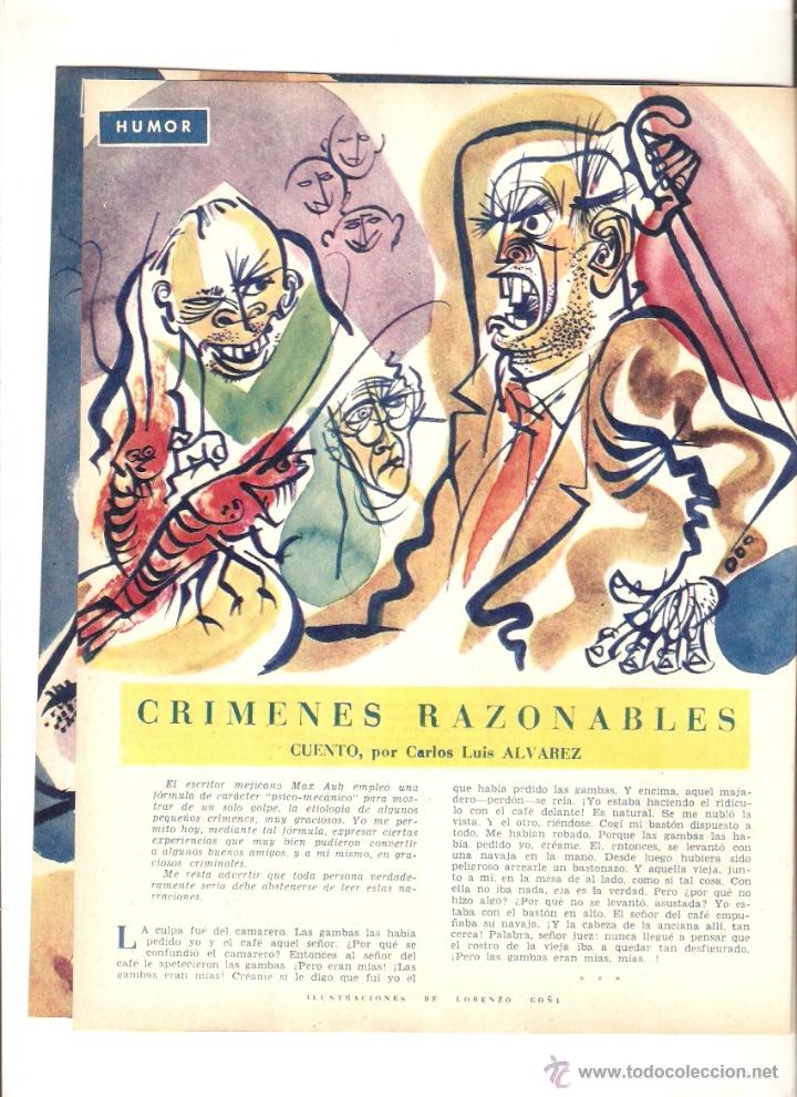 Coleccionismo: A&Ntilde;O 1960 RECORTE PRENSA RELATO CUENTO HUMOR CRIMENES RAZONABLES CARLOS LUIS ALVAREZ DIBUJO GO&Ntilde;I