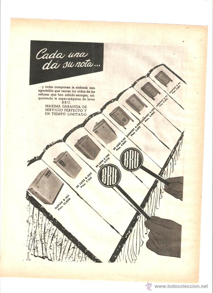 Coleccionismo: A&Ntilde;O 1959 RECORTE PRENSA PUBLICIDAD LAVADORA BRU LAVADORAS ELECTRODOMESTICOS