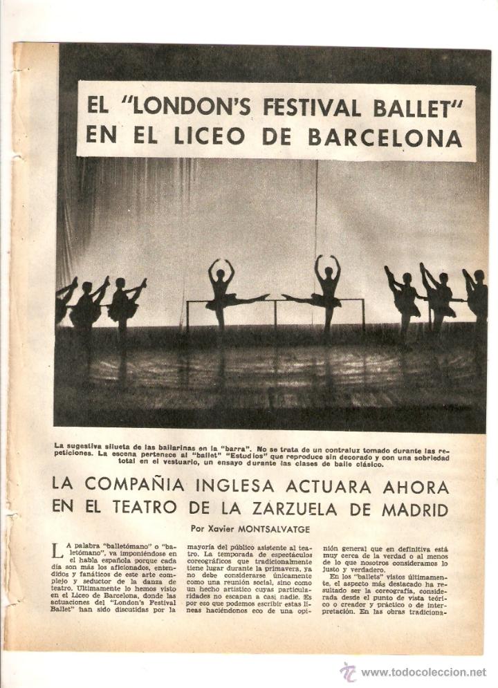Coleccionismo: A&Ntilde;O 1959 RECORTE PRENSA LONDONS FESTIVAL BALLET EN EL LICEO BARCELONA BALLET DE LONDRES DANZA