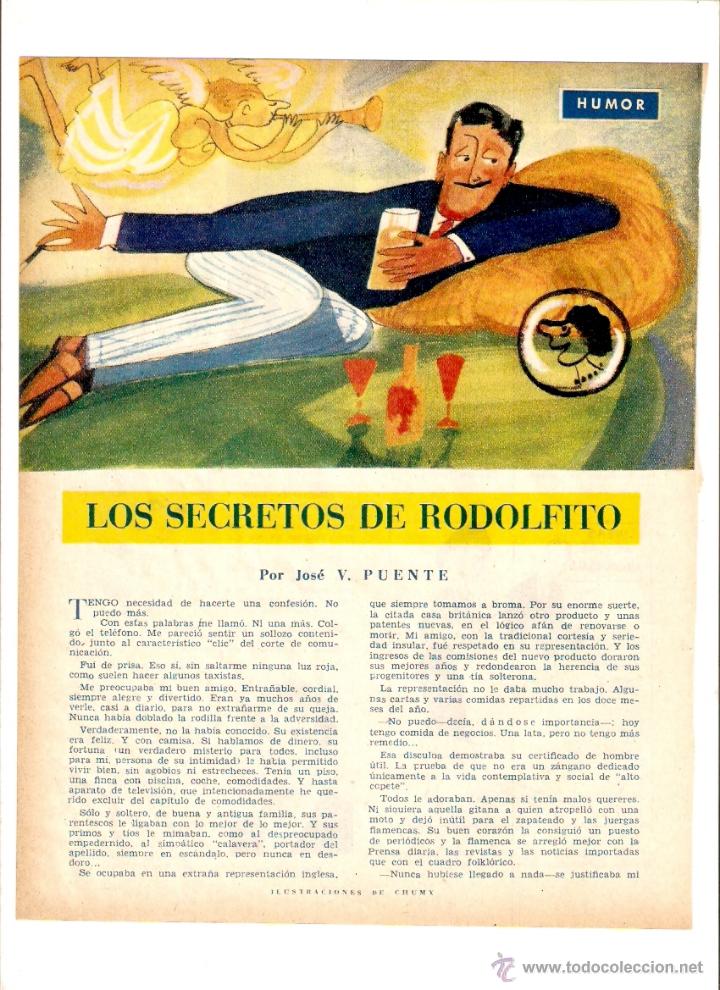 Coleccionismo: A&Ntilde;O 1959 RECORTE PRENSA CUENTO HUMOR LOS SECRETOS DE RODOLFITO JOSE V PUENTE ILUSTRACIONES CHUMY