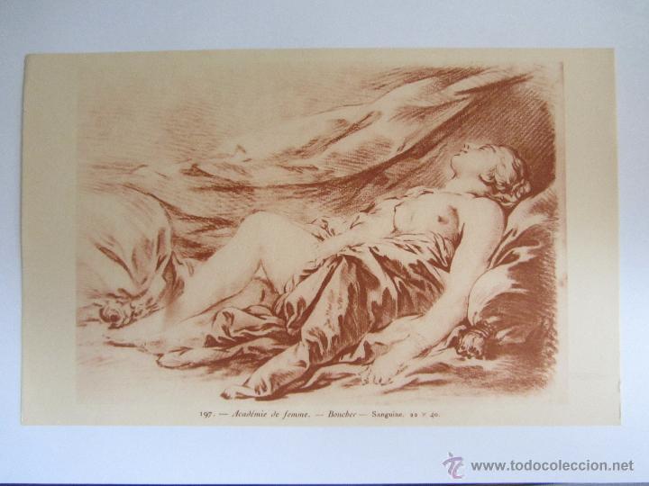 Coleccionismo: Lamina en sanguina Gilles Demarteau. Academie de femme. Principios de siglo XX. 25 x 15,7.
