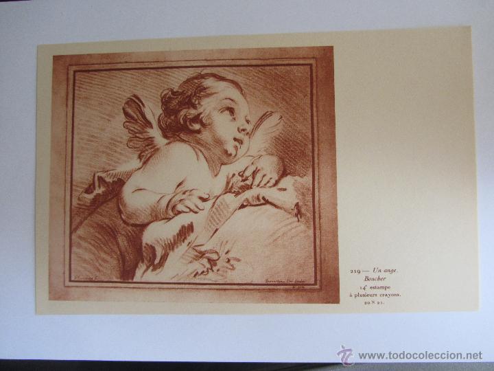Coleccionismo: Lamina en sanguina Gilles Demarteau. Un ange. Principios de siglo XX. 25 x 15,7 cm