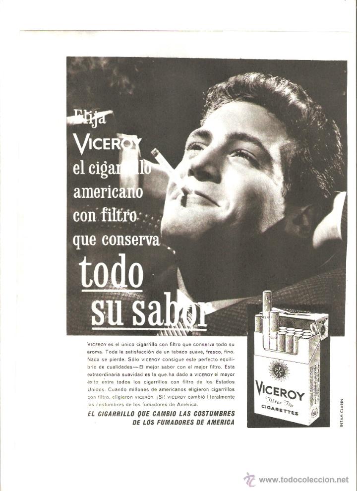Coleccionismo: A&Ntilde;O 1960 RECORTE PRENSA PUBLICIDAD TABACO CIGARRILLOS VICEROY