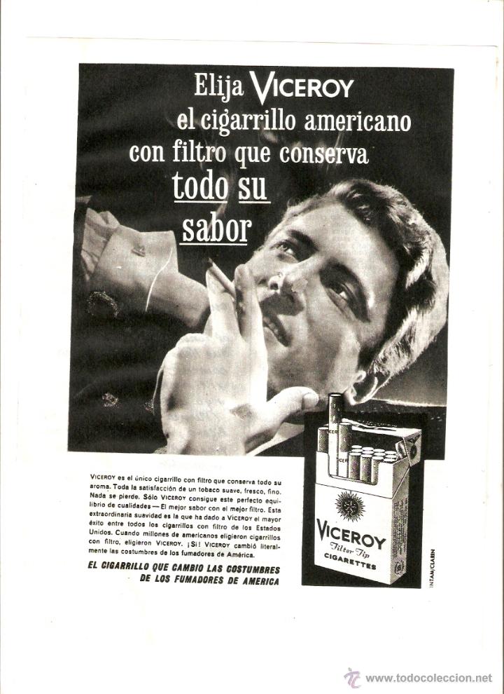 Coleccionismo: A&Ntilde;O 1960 RECORTE PRENSA PUBLICIDAD TABACO CIGARRILLOS VICEROY