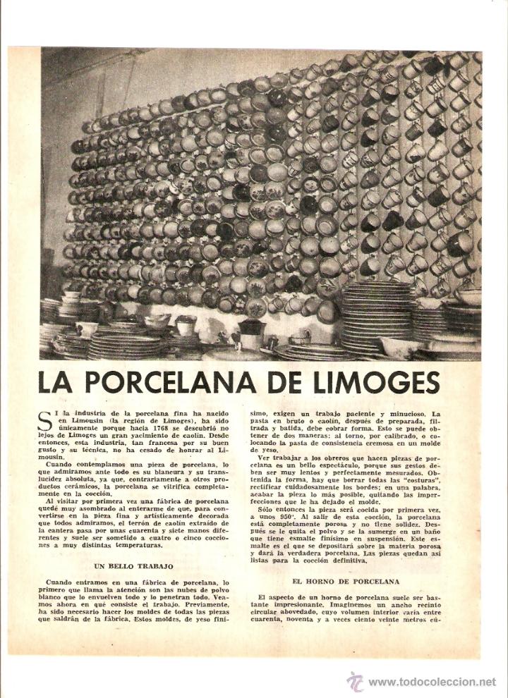 Coleccionismo: A&Ntilde;O 1960 RECORTE PRENSA LA PORCELANA DE LIMOGES