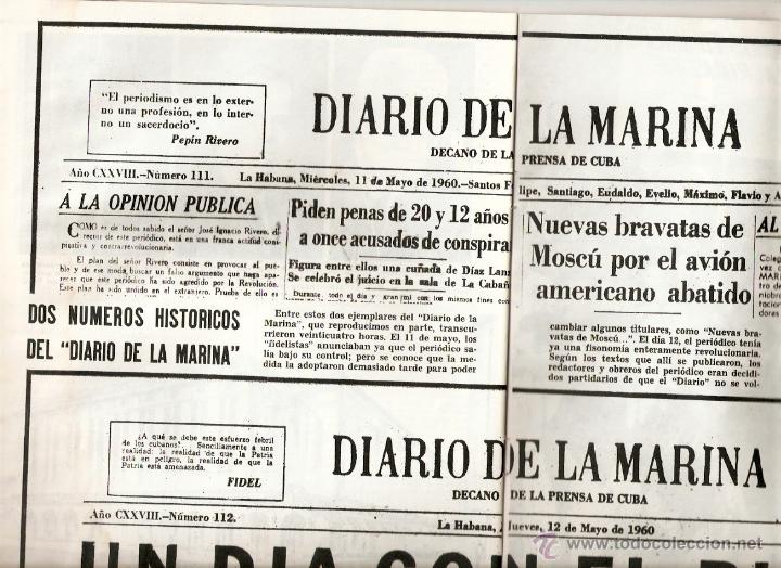 Sammelleidenschaft Papier: A&Ntilde;O 1960 RECORTE PRENSA CENSURA PERIODICOS CONFISCADOS CUBA DIARIO DE LA MARINA FAMILIA RIVERO