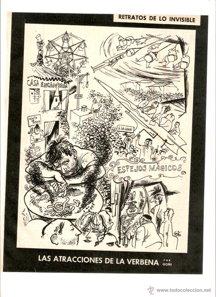 Collecting paper: A&Ntilde;O 1960 RECORTE PRENSA DIBUJO CARICATURA LAS ATRACCIONES DE LA VERBENA GO&Ntilde;I