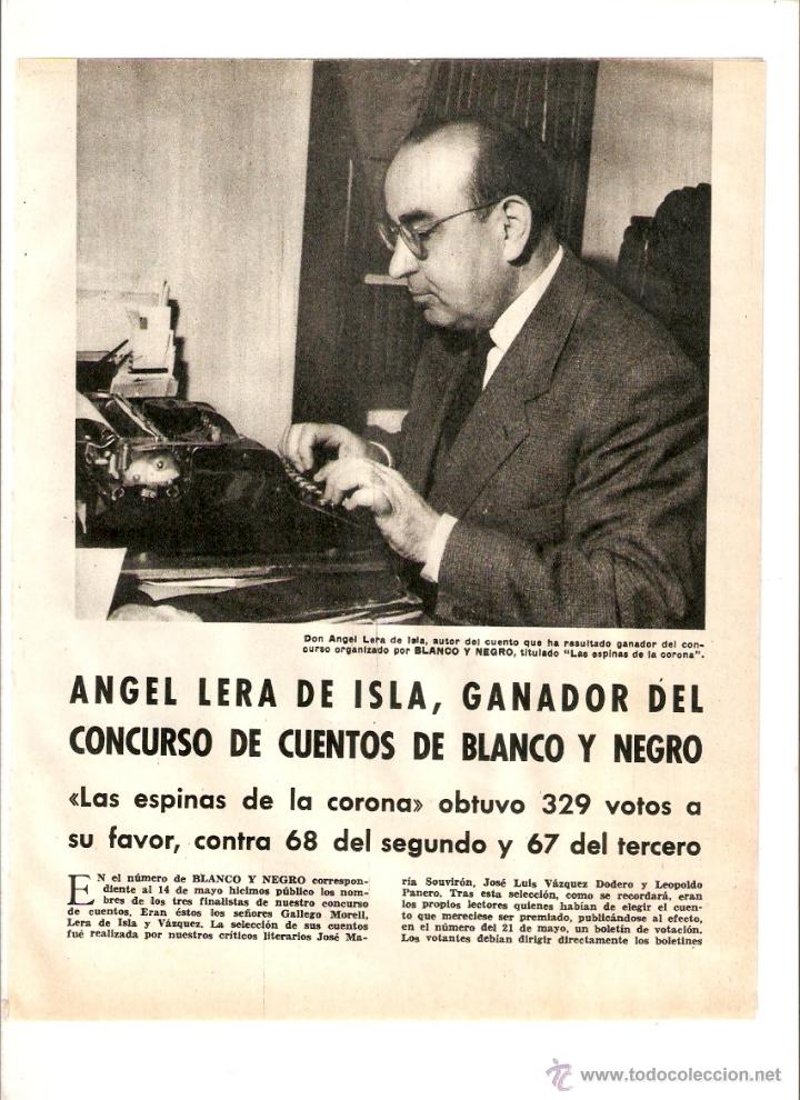 Coleccionismo: A&Ntilde;O 1960 RECORTE PRENSA ANGEL LERA DE ISLA GANADOR CONCURSO CUENTOS LAS ESPINAS DE LA CORONA