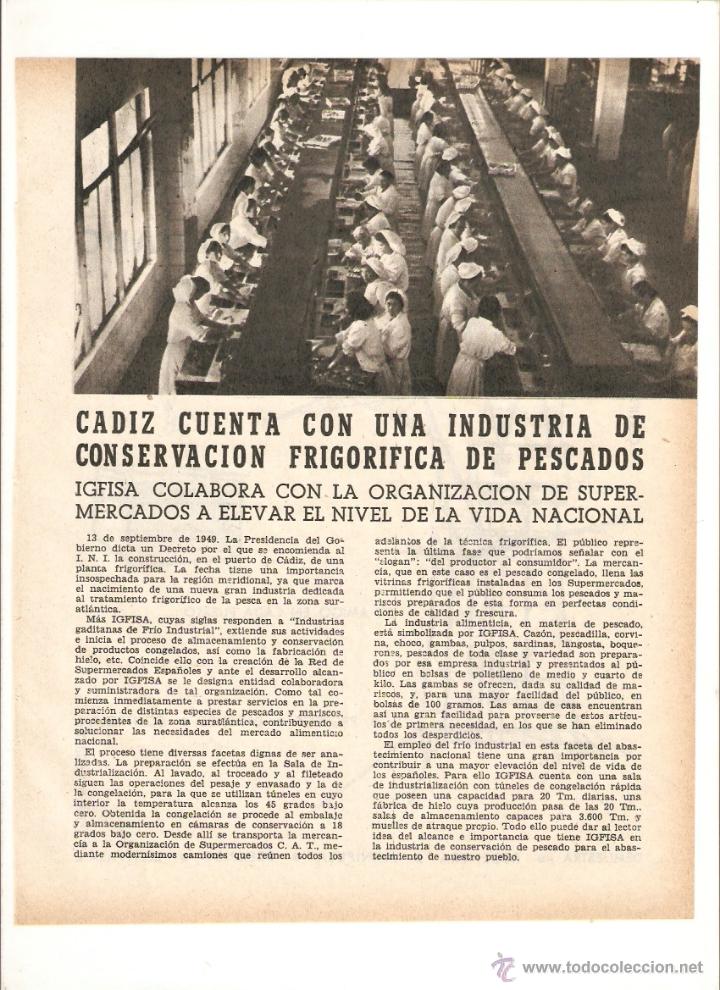 Collectionnisme: A&Ntilde;O 1959 RECORTE PRENSA CADIZ IGFISA INDUSTRIAS GADITANAS DE FRIO INDUSTRIAL