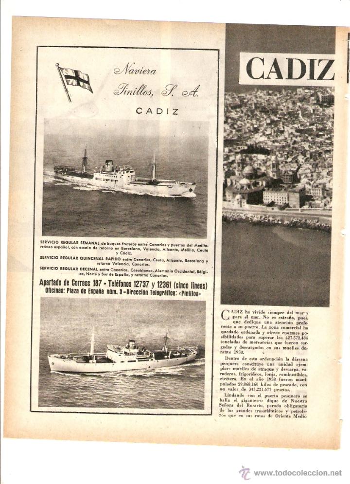 Collecting paper: A&Ntilde;O 1959 RECORTE PRENSA PUBLICIDAD CADIZ NAVIERA PINILLOS BUQUES FRUTEROS