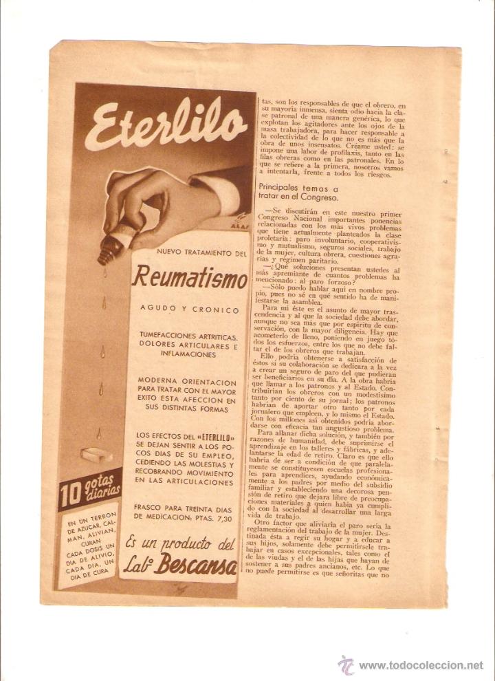 Collectionnisme: A&Ntilde;O 1935 RECORTE PRENSA PUBLICIDAD ESTERLILO TRATAMIENTO DEL REUMATISMO LABORATORIO BESCANSA