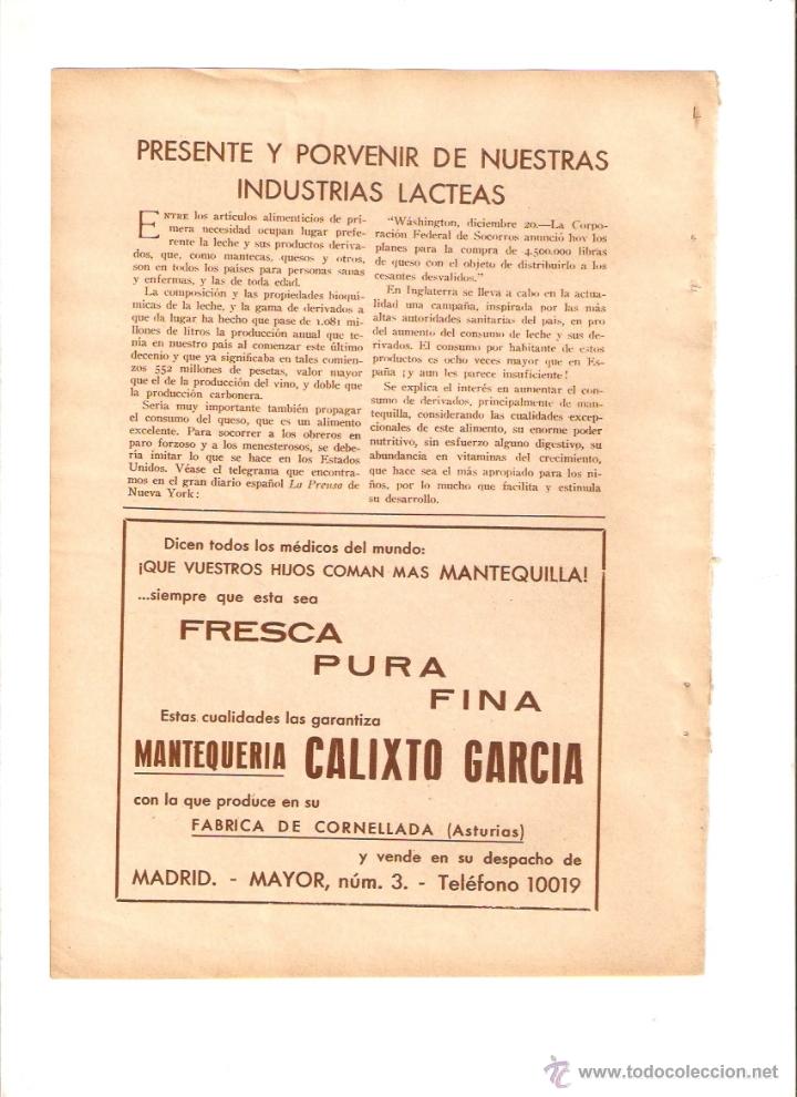 Collectionnisme: A&Ntilde;O 1935 RECORTE PRENSA PUBLICIDAD MANTEQUERIA CALIXTO GARCIA FABRICA DE CORNELLADA ASTURIAS