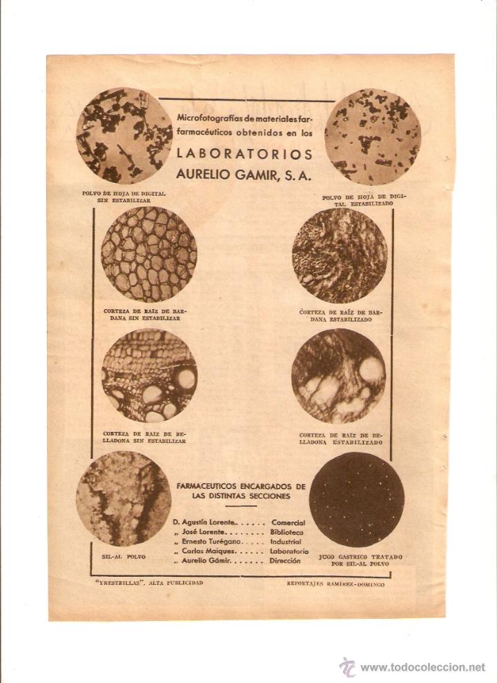 Collecting paper: A&Ntilde;O 1935 RECORTE PRENSA MICROFOTOGRAFIAS MATERIALES FARMACEUTICOS LABORATORIOS AURELIO GAMIR